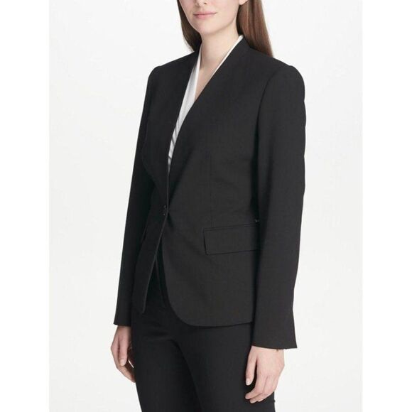 DKNY‎ Blazer Jacket Black 6 Petite Single Button - Picture 5 of 7